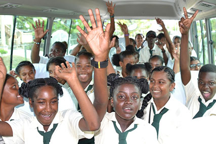 Students enjoying a ride in the 29th David ‘G’ School Bus. (DPI photo)