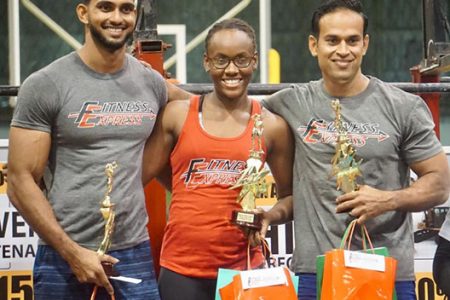 The CrossFit 592 trio of Dillon Mahadeo, Delice Adonis and Josh DeAgrella emerged winners of the RX CrossFit competition of the 2018 Health and Fitness Expo on Sunday at the Cliff Anderson. 