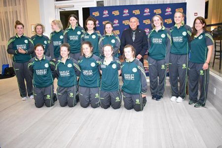 The Ireland cricket team following their arrival Monday at the Dr. Cheddi Jagan International Airport.