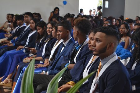 A section of the graduating class at Skeldon Line Path Secondary  (DPI photo)