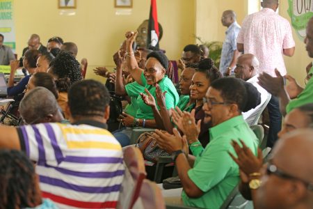 Some APNU supporters at last Friday’s press conference 