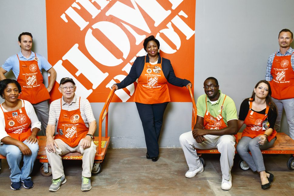 Executive Vice President of U.S. stores for The Home Depot Ann-Marie Campbell is photographed with store employees at an Atlanta area store.