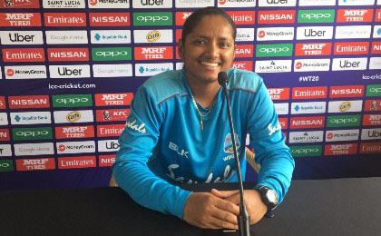Anisa Mohammed during yesterday’s media conference ahead of West Indies’ second match of the ICC Women’s T20 World Cup. 