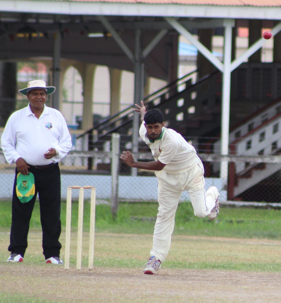 Totaram Bishun tormented the lawmen yesterday to  leave his side well place at stumps on day one (Royston Alkins photo)