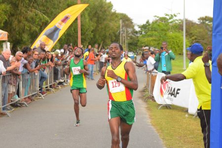 Cleveland Forde once again led a Guyanese sweep of the podium yesterday during the second leg of the 16th edition of the South American 10k Classic. 