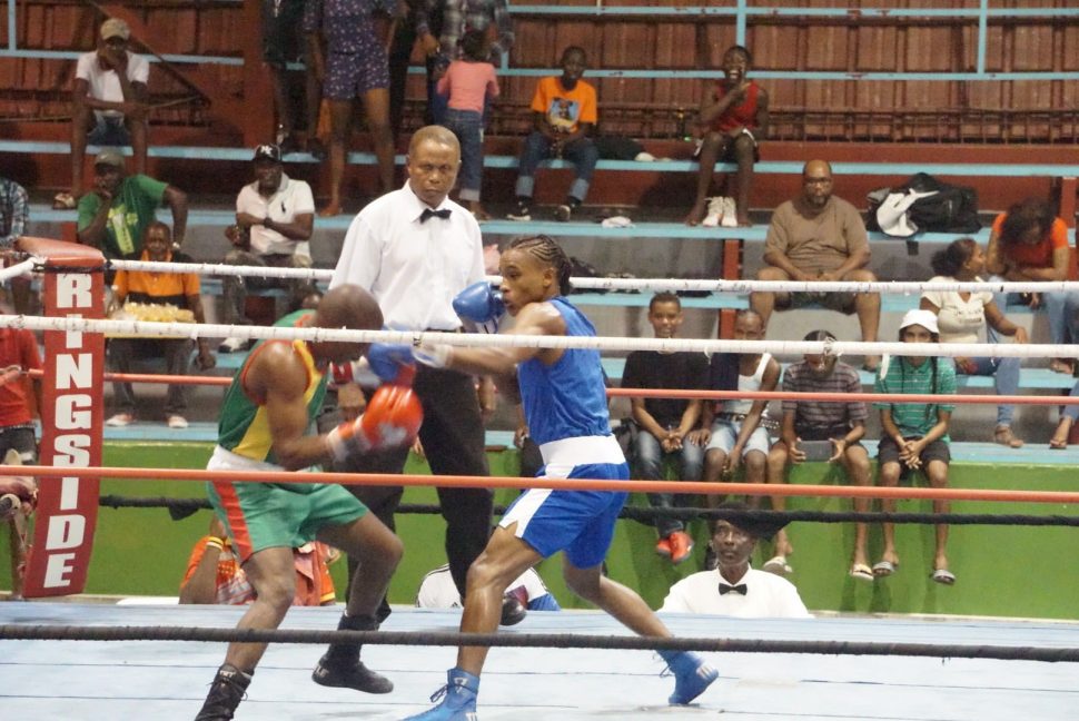  Best boxer, Keevin Allicock cruised to his second TKO win versus Clairmont Gibson in their bantamweight trilogy last night at the National Gymnasium.