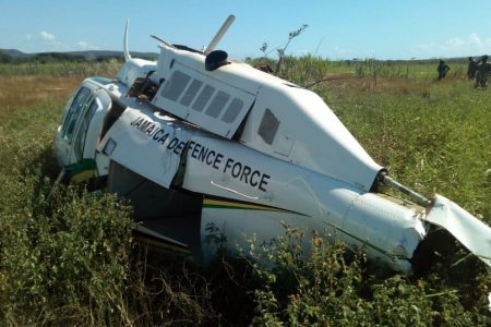This Jamaica Defence Force helicopter crash-landed in an open area near Phoenix Park, Portmore, St Catherine, on November 26, 2018.