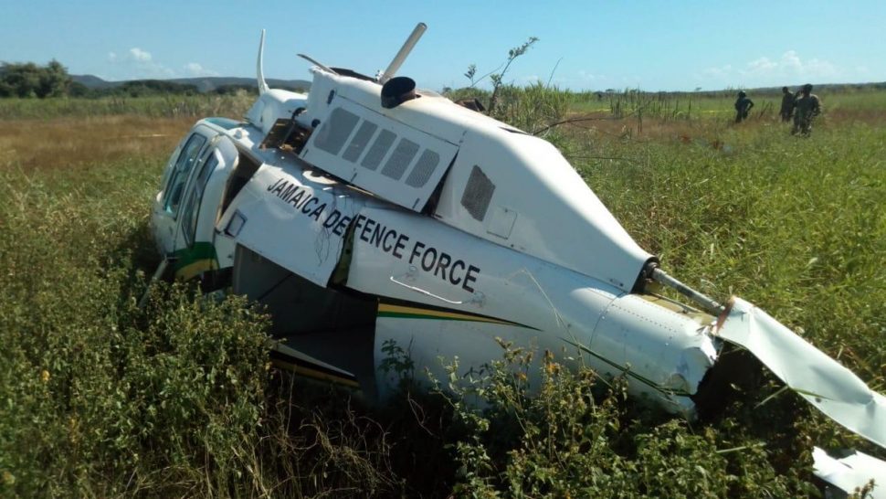 This Jamaica Defence Force helicopter crash-landed in an open area near Phoenix Park, Portmore, St Catherine, on November 26, 2018.