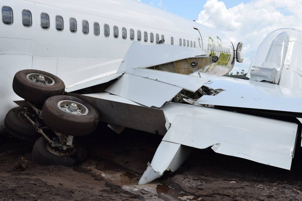 The Fly Jamaica Boeing 757 after it crash landed.
