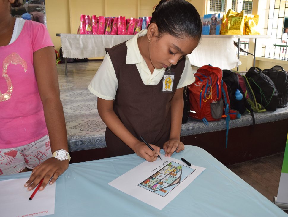 A pupil completing one of the activities