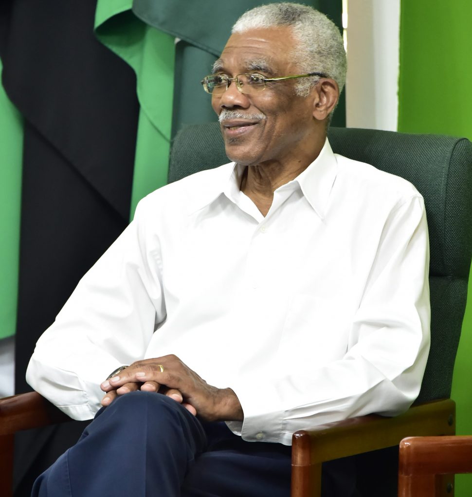 President David Granger at the prayer session today. (Ministry of the Presidency photo)