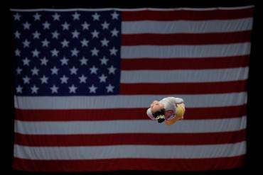 A gymnast competes on vault at the U.S. Gymnastics Championships in Boston, Massachusetts, U.S., August 19, 2018. (Reuters photo)
