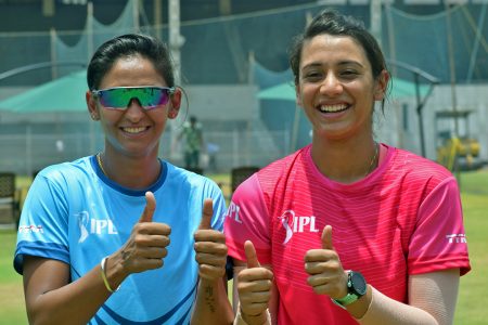 Harmanpreet Kaur (left) and Smriti Mandhana will look to lead India to their second win 
