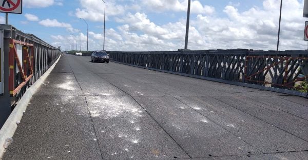 Cars moving along the Berbice River Bridge (File photo)