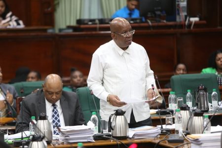 Minister of Finance, Winston Jordan during the 99th Sitting of the National Assembly. (Photo: DPI)