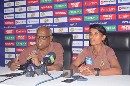 Bangladesh captain Salma Khatun and her translator