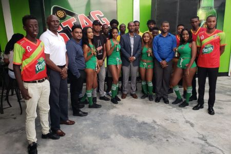 Members of the launch party for the GFF/STAG Beer ‘Super 16’ year-end tournament, pose for a photo opportunity following the conclusion of the ceremony.
