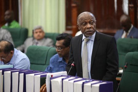 Minister of Foreign Affairs Carl Greenidge addressing the National Assembly on Friday