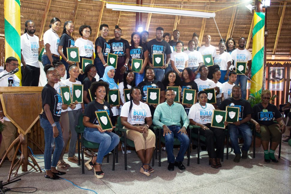 As part of the observance of International Volunteers Day, which was celebrated on December 5th, the Ministry of Presidency, Department of Social Cohesion, Culture, Youth and Sport hosted an appreciation ceremony for the country’s youth volunteers at the Umana Yana yesterday. In photo were those who were honoured at the event. (Photo by Terrence Thompson)
