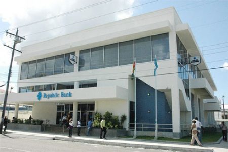 The Republic Bank (Guyana) Limited branch at Camp and Robb streets. (Stabroek News file photo)

