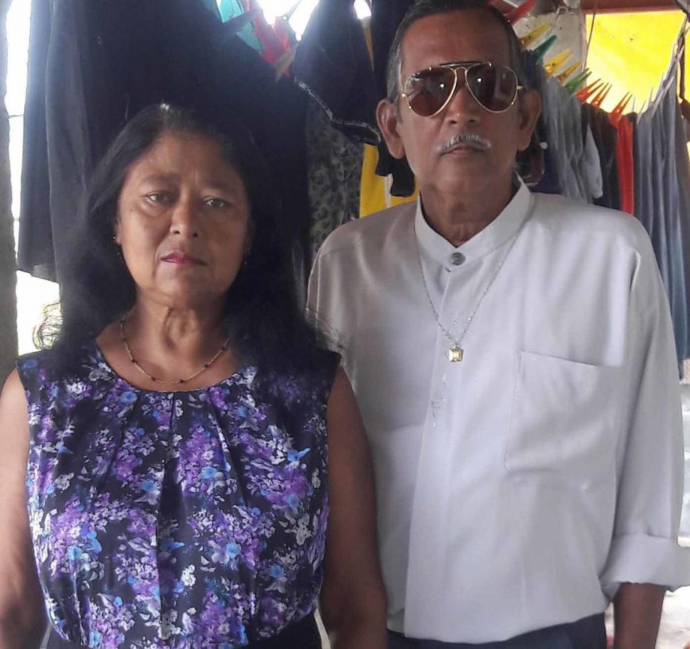HAPPIER TIMES: Elderly couple Deokaran Panilal 62, and his wife Rookmin 55, who died in a fatal accident along the Guaracara/Tabaquite Road on Sunday morning after visiting relatives. 