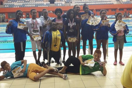  Guyanese swimmers from the Dorado speed Swim Club which placed seventh overall in the Amateur Swimming Association of Trinidad and Tobago (ASATT) Invitational Swimming Championships.
