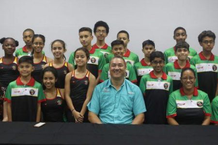 Flashback! David Fernandes along with the Guyanese contingent ahead of this year’s junior Caribbean squash tournament. 
