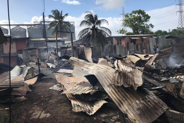 The remnants of the homes that burnt