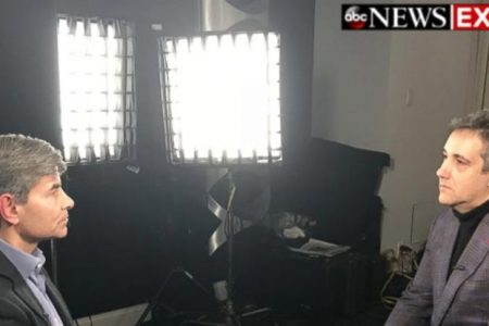 Michael Cohen (right)  sits down for an interview with ABC News Chief Anchor George Stephanopoulos