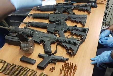 some of the weapons seized during police operations in Jamaica. 