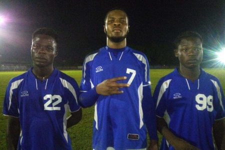 Net-Rockers scorers from left to right-Denzil Pryce, Shane Luckie and Hussain Cumberbatch
