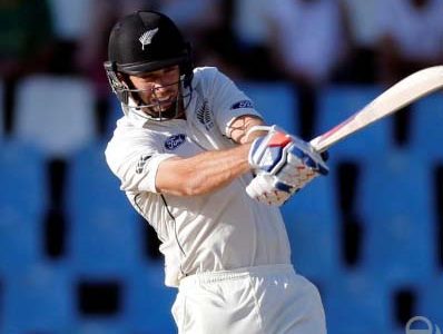 New Zealand’s Tim South pulls on his way to 68 from 65 balls. He later returned to take the first three Sri  Lanka wickets. (Reuters)
