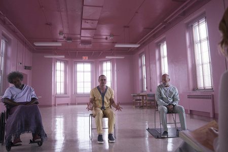 From left are Samuel L. Jackson, James McAvoy, and Bruce Willis in “Glass,” which is now in theatres. 