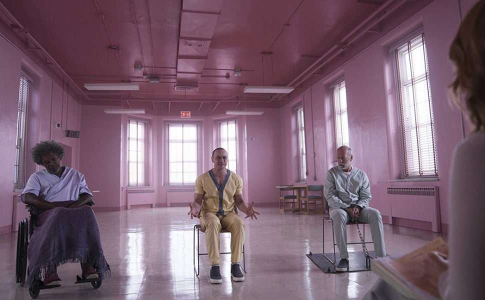 From left are Samuel L. Jackson, James McAvoy, and Bruce Willis in “Glass,” which is now in theatres. 