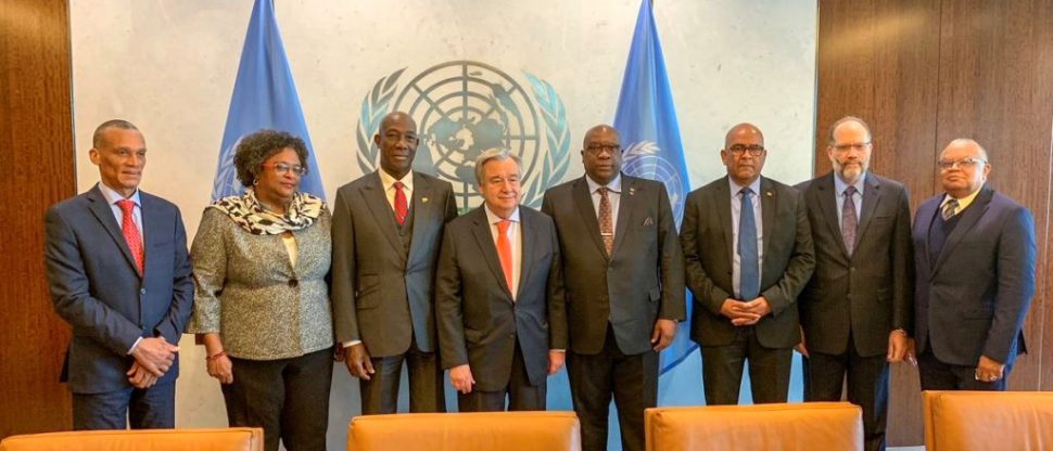 UN Secretary General Antonio Guterres (fourth from left) with the CARICOM delegation