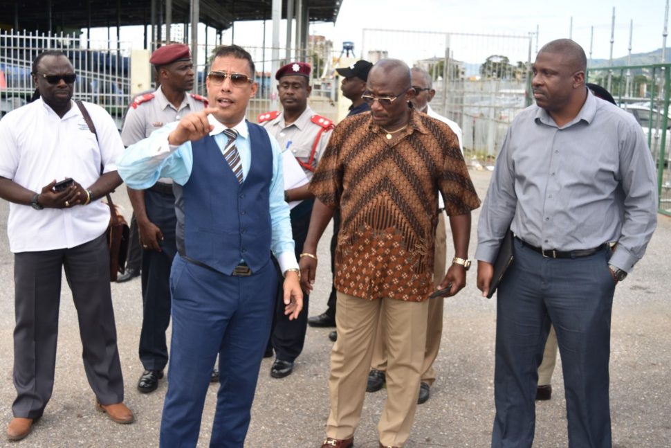 Commissioner of Police Gary Griffith (second from left), tours the Queen’s Park Savannah yesterday with NCC Chairman Winston Peters and officials to discuss safety and security measures for Carnival 2019.

TTPS
