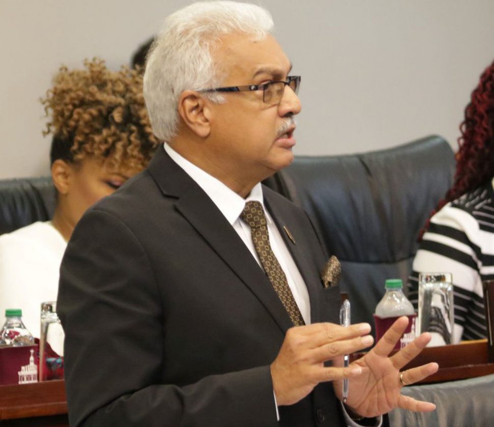 Minister of Health, Terrence Deyalsingh responds to a question during the sitting of parliament yesterday.