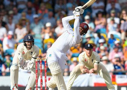 Left-hander Shimron c pulls during his fourth ODI hundred on Friday against England at Kensington Oval.
