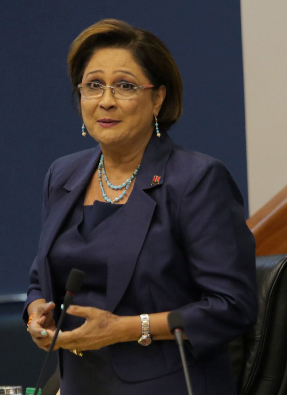 Opposition Leader Kamla Persad-Bissessar speaks during the sitting of Parliament yesterday.