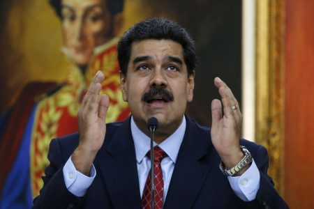 Venezuelan President Nicolas Maduro at a press conference at Miraflores presidential palace in Caracas, Venezuela.