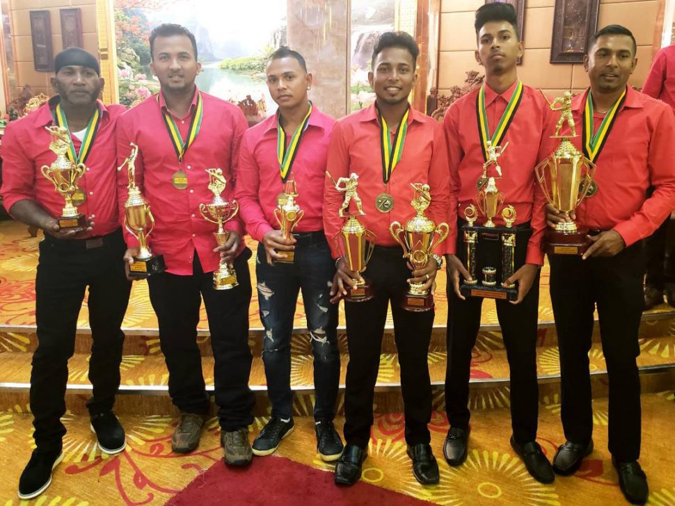 Awardees from left to right. Prahalad Singh (Best Fielder) Abdul Razack (Most Wickets and All rounder of the year) Azar Deen (Most Improved Player) Travis Persaud (Most Runs and MVP) Troy Persaud (Junior Cricketer of the year) Sudesh Persaud (Senior Cricketer of the year)
