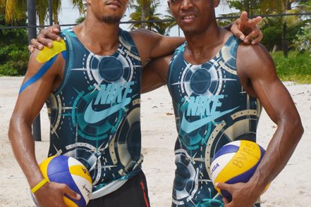Juan Velazquez and Vance Harding will represent Guyana at next Month’s beach
volleyball Olympic qualifier in Argentina (Orlando Charles photo) 