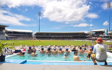 England fans take in the opening Test at Kensington Oval in Bridgetown last month. (Photo courtesy CWI Media)