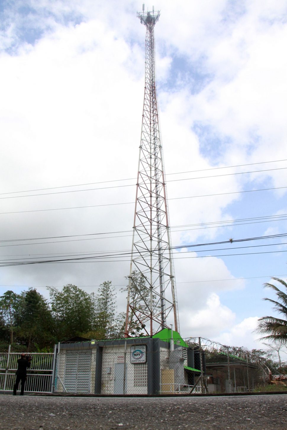 The cell tower at St Mary’s, Moruga, where a man climbed up on Tuesday.