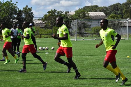 Members of the local Golden Jaguars unit being put through their paces on the opening day of training for the upcoming CONCACAF Nations League clash against Belize on March 23rd
