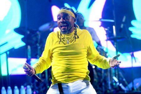 Soca star Machel Montano during his performance on Saturday night at St Mary’s College all-inclusive Fete with the Saints, at the school’s grounds on Serpentine Road, St Clair. 