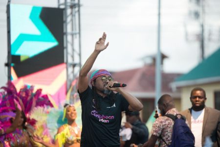 Machel Montano performing at the launch (DPI photo)
