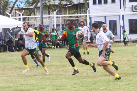 The flagship senior team defeated their French speaking counterparts 14-nil apiece in the first two games, then 26-12 in the final encounter of the three-game format. Winger, Patrick King was instrumental in all those victories. (Orlando Charles photo)