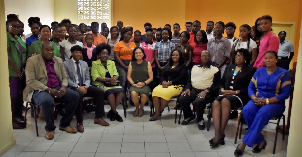 First Lady Sandra Granger seated at centre with the trainers and participants. (Ministry of the Presidency photo)