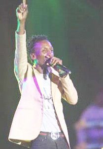 Guyanese reggae singer Mark Batson performing at the Dennis Brown Tribute Concert at the Kingston waterfront on Sunday.